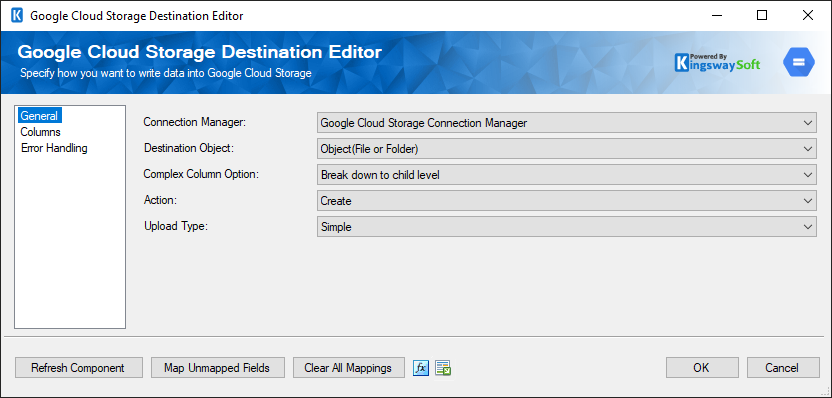 SSIS Google Cloud Storage Destination Component